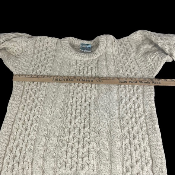 Gaeltarra Ireland Irish Aran Fisherman Ivory Wool Cable Knit Sweater Medium R1 - Picture 7 of 10